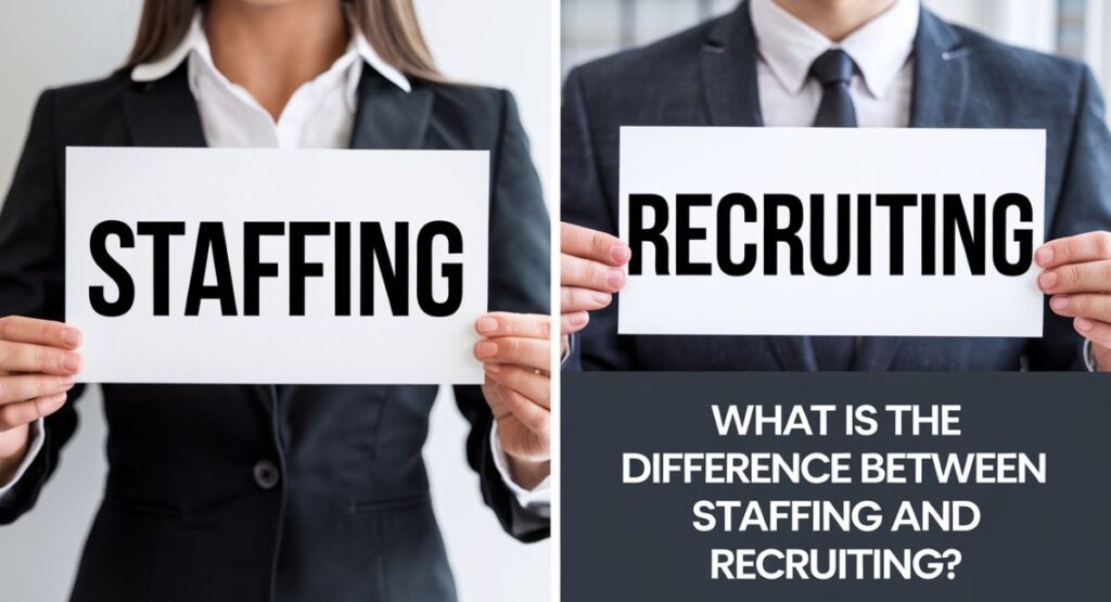 difference between staffing and recruiting